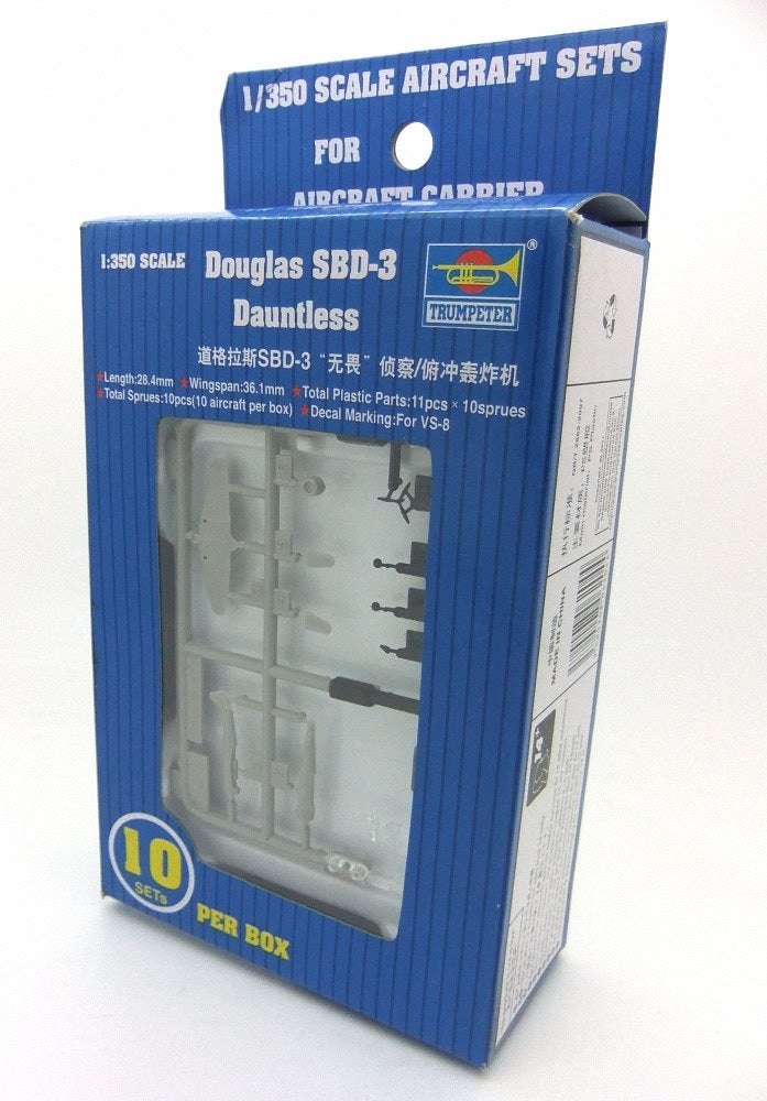مجموعة طائرات ترامبتر 1/350 SBD3 داونتلس لسفينة يو إس إس هورنت (10-صندوق)